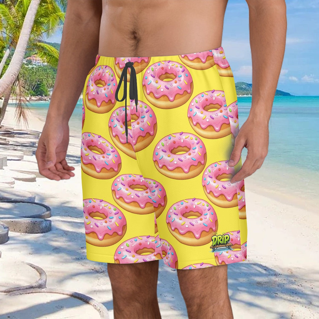 Men/Teen Swim Shorts - Donut Drip Yellow