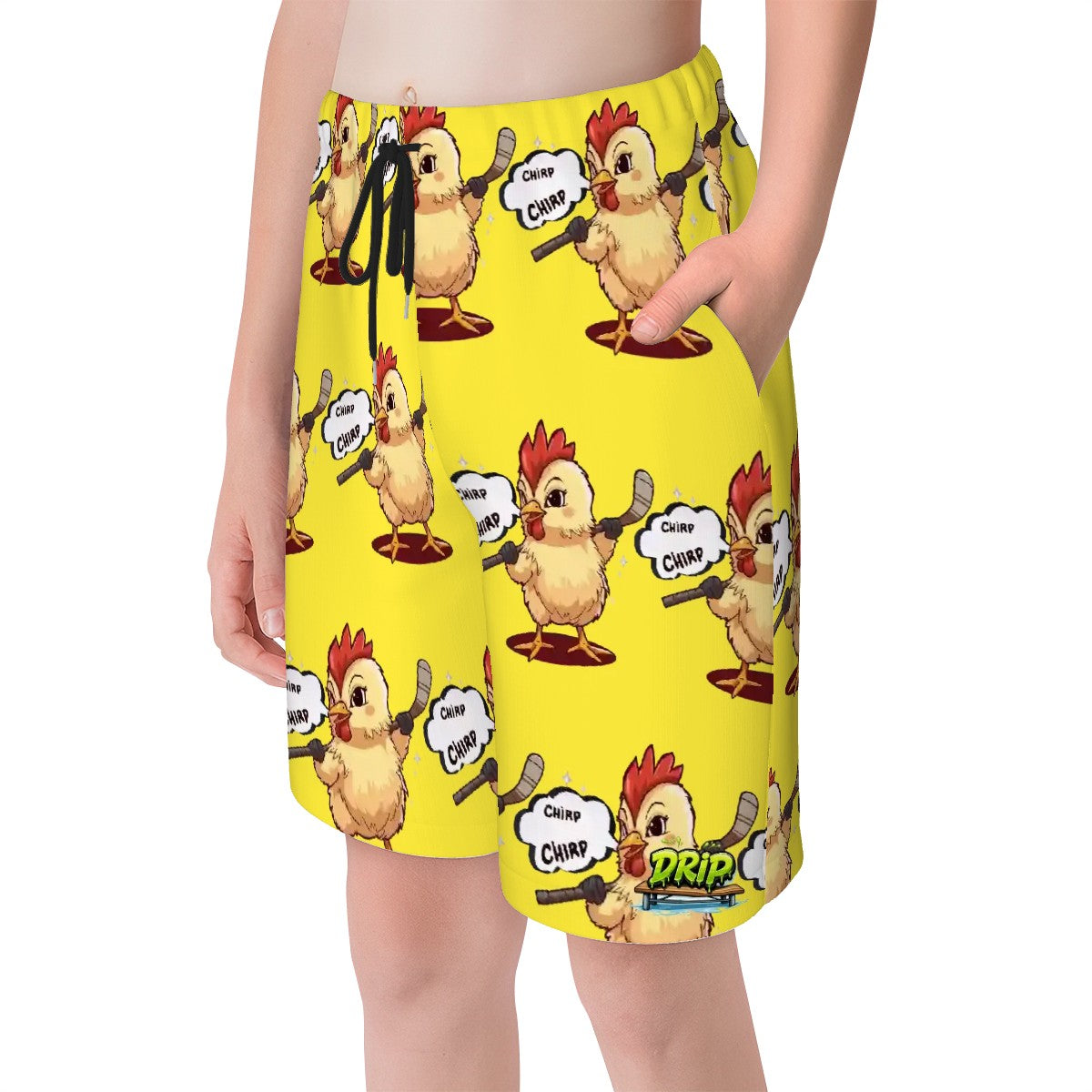 Youth Swim Shorts - Hockey Chirp Chirp Yellow