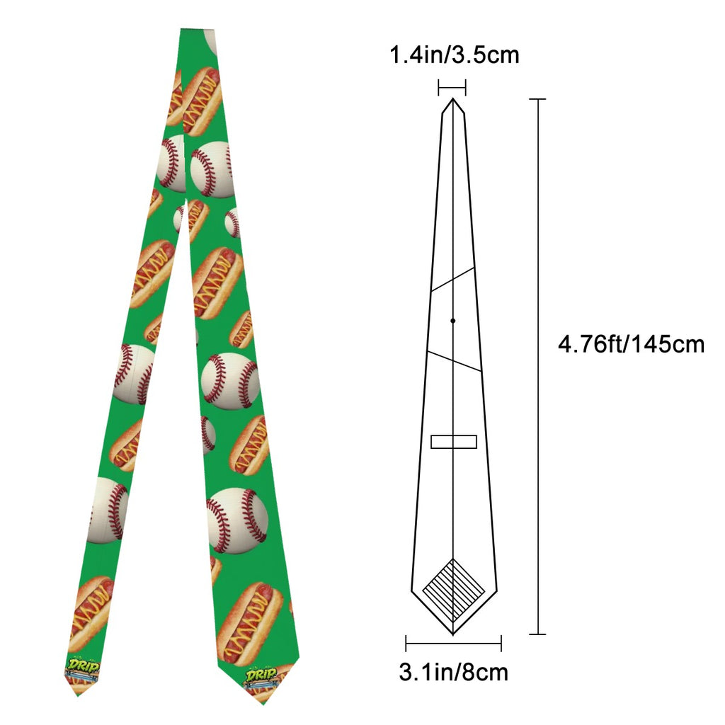 Game Day Tie - Baseballs and Hotdogs Classic Green