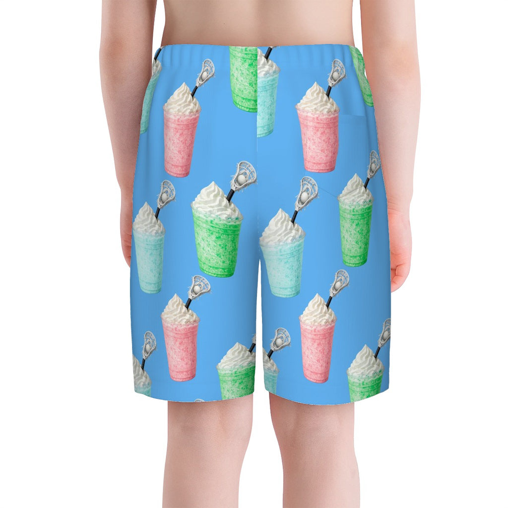 Youth Swim Shorts - Ice Cream Lacrosse Sky Blue
