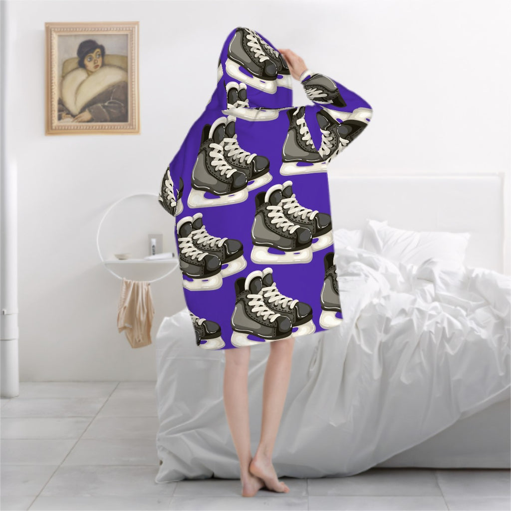 Adult Blanket Sweatshirt - Hockey Skates Royal Purple