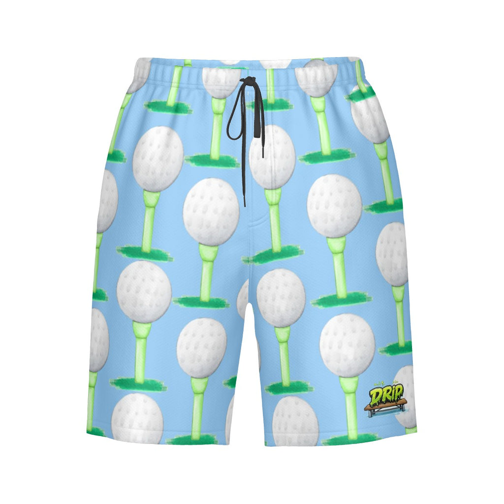 Men/Teen Swim Shorts - Golf Ball and Tee Blue