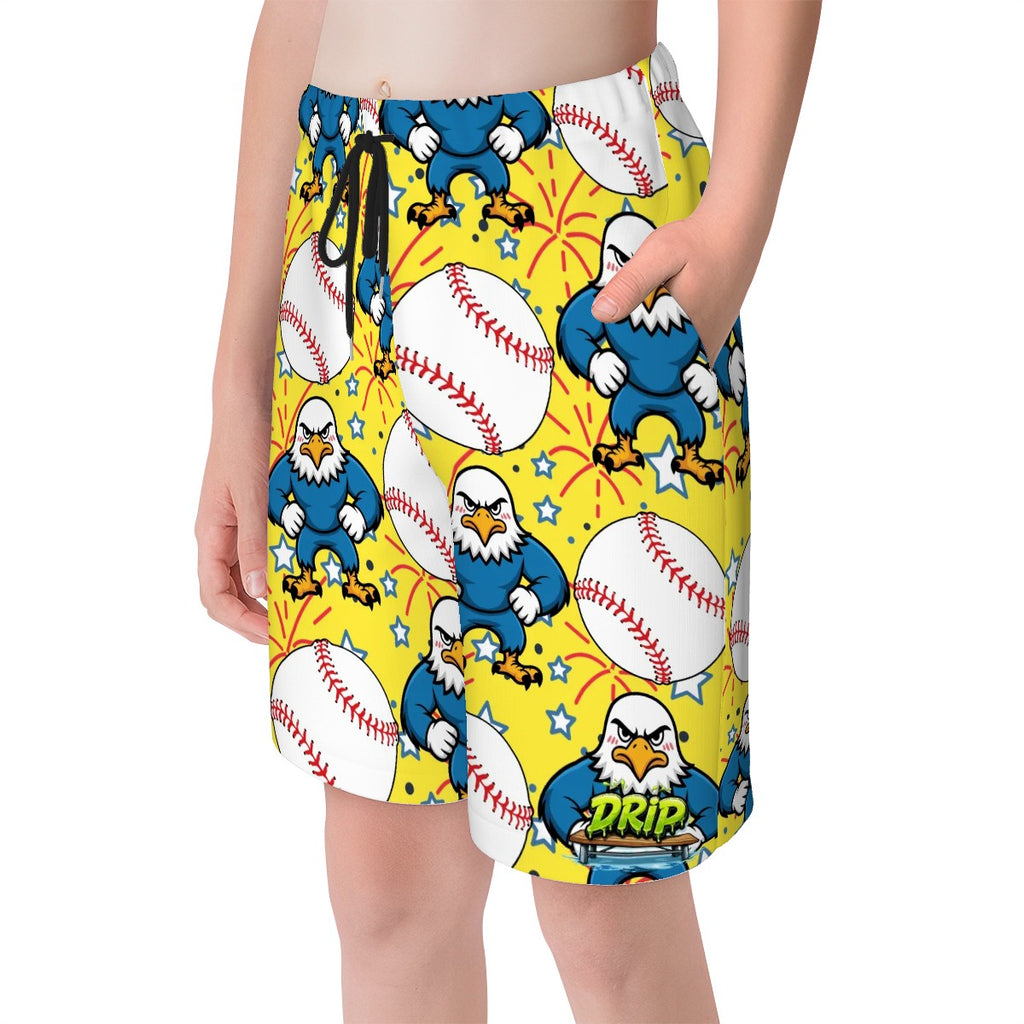 Youth Swim Shorts - Stars and Strikes Yellow