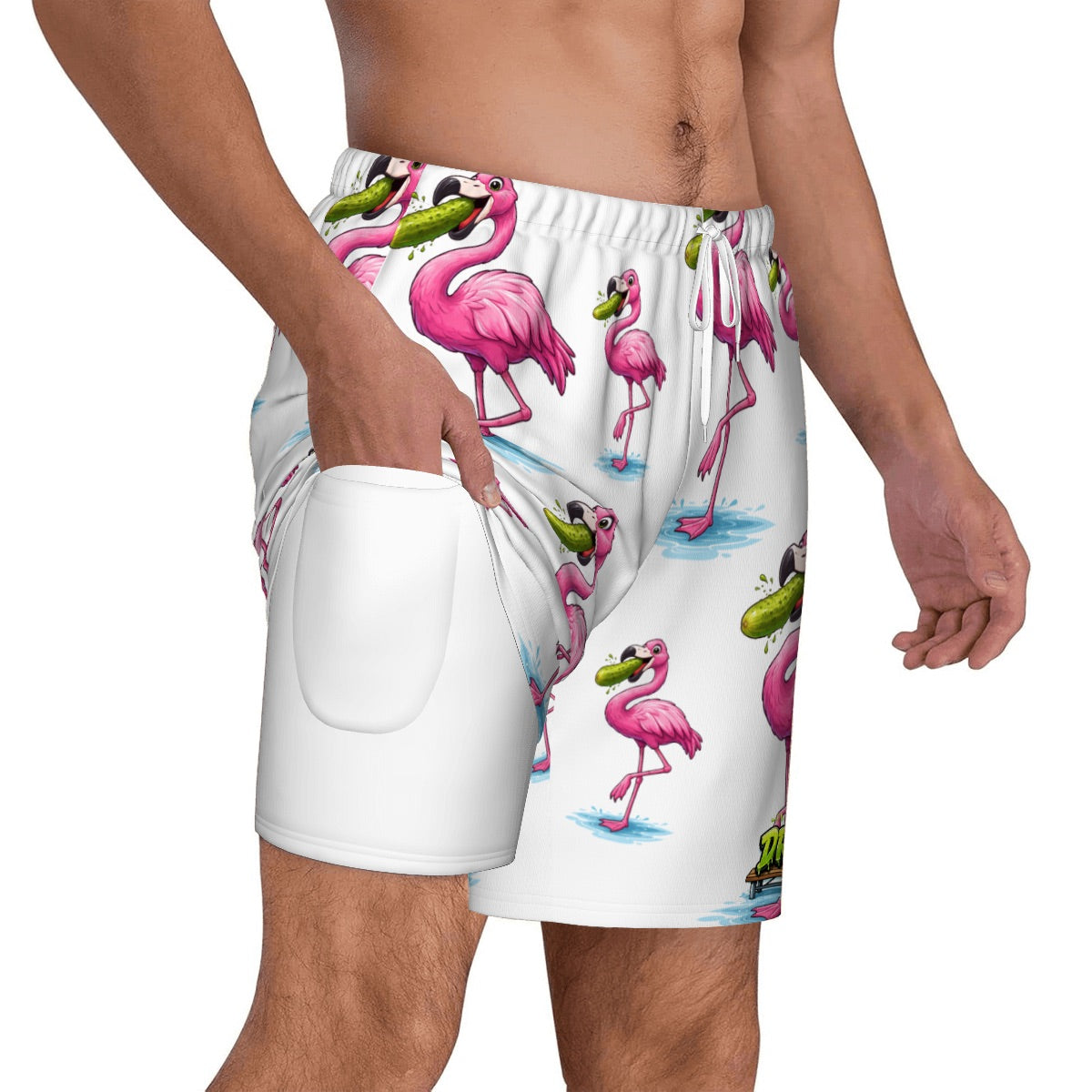 W2W Pro Mesh Hybrid Shorts - Pickle Flamingo White