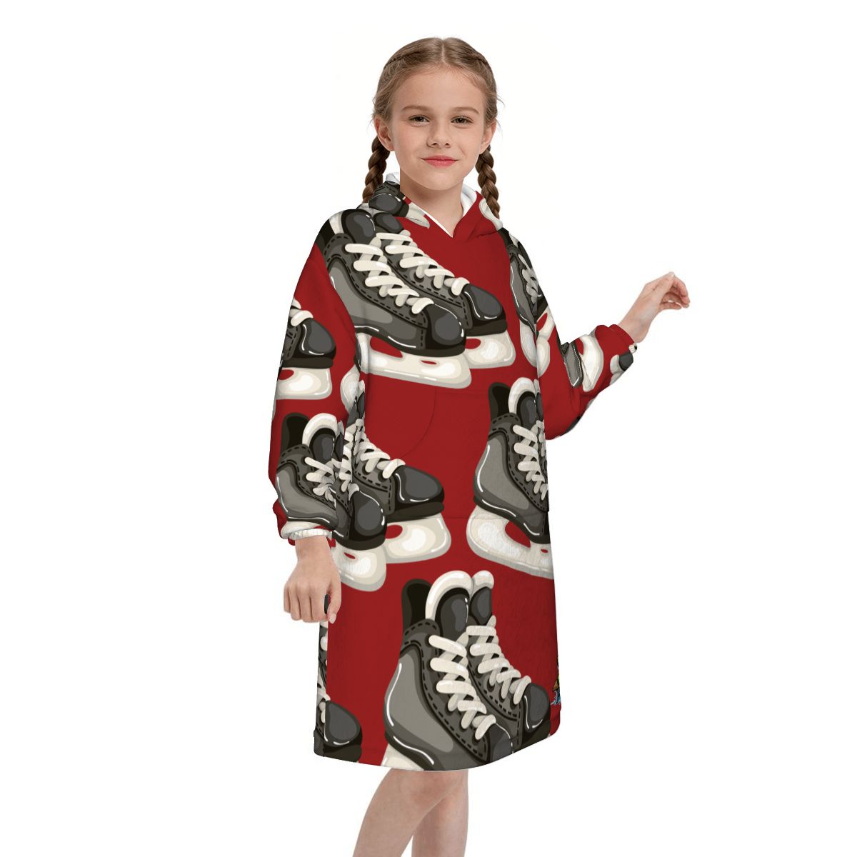 Youth Blanket Sweatshirt - Hockey Skates Classic Red