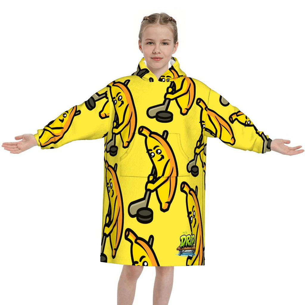 Youth Blanket Sweatshirt - Bananas for Hockey Yellow