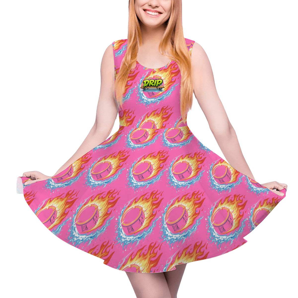 Women's Game Day Dress - Flamin Hockey Pucks Hot Pink