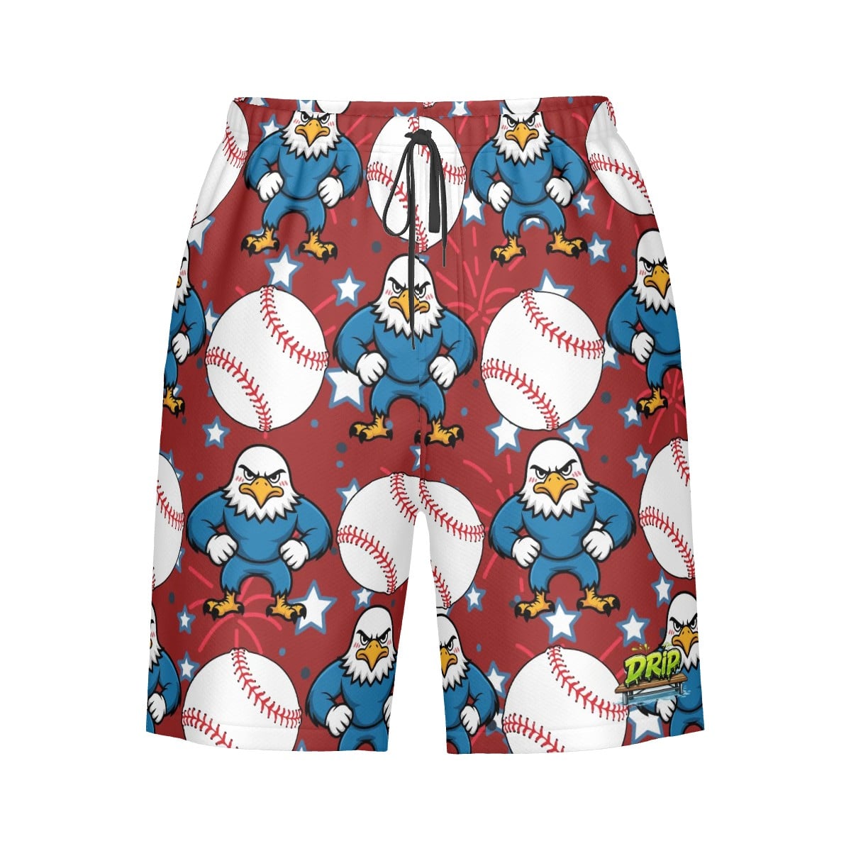 Men/Teen Swim Shorts - Stars and Strikes Classic Red