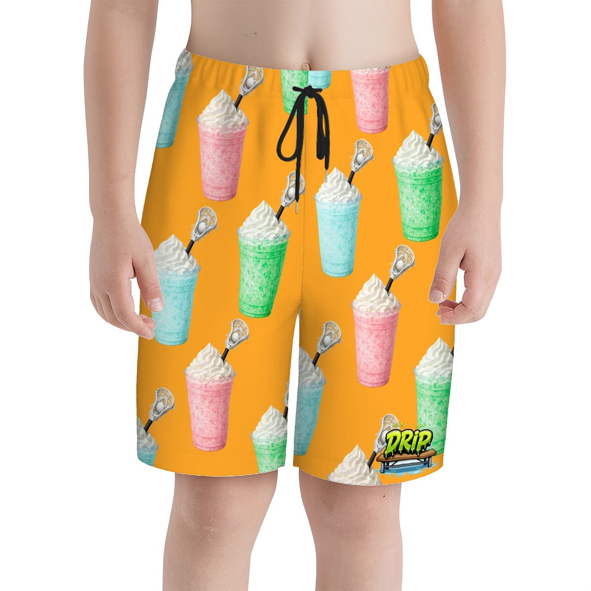Youth Swim Shorts - Ice Cream Lacrosse Orange