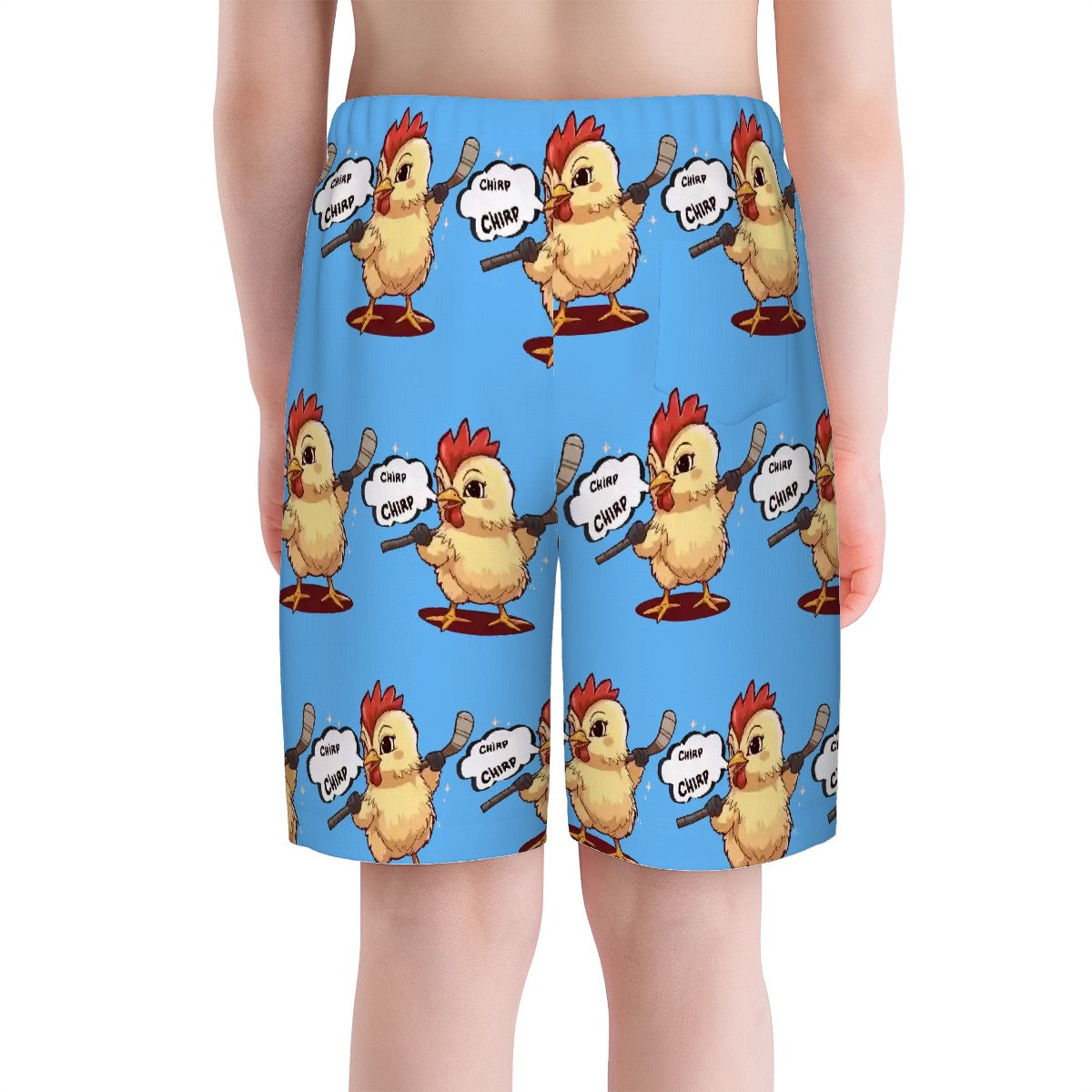 Youth Swim Shorts - Hockey Chirp Chirp Sky Blue