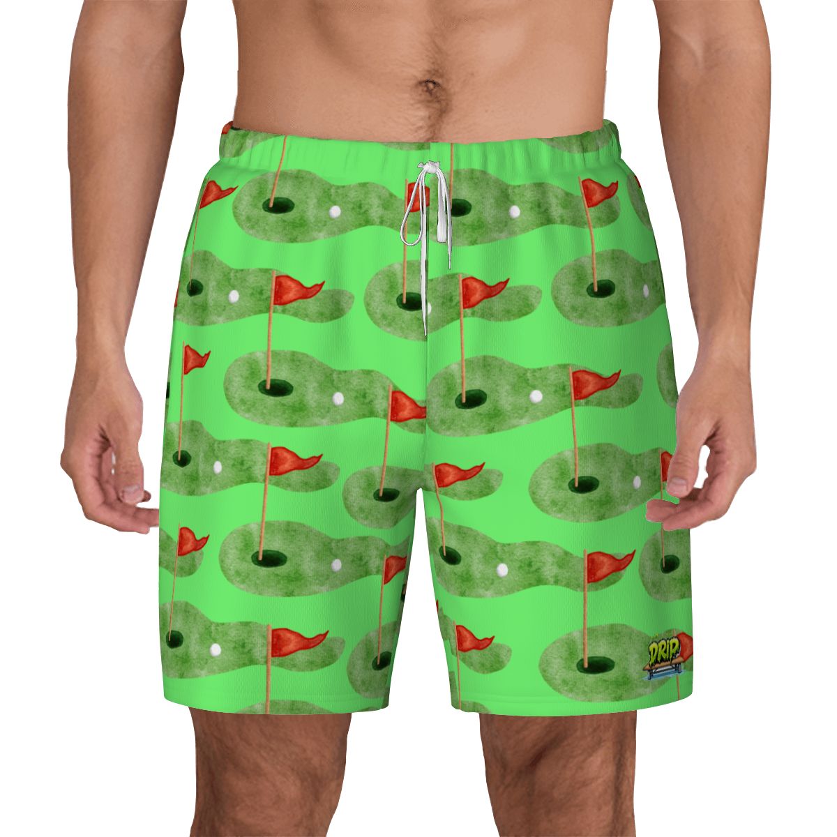 W2W Pro Mesh Hybrid Shorts - Green Hole Sketch Hot Green