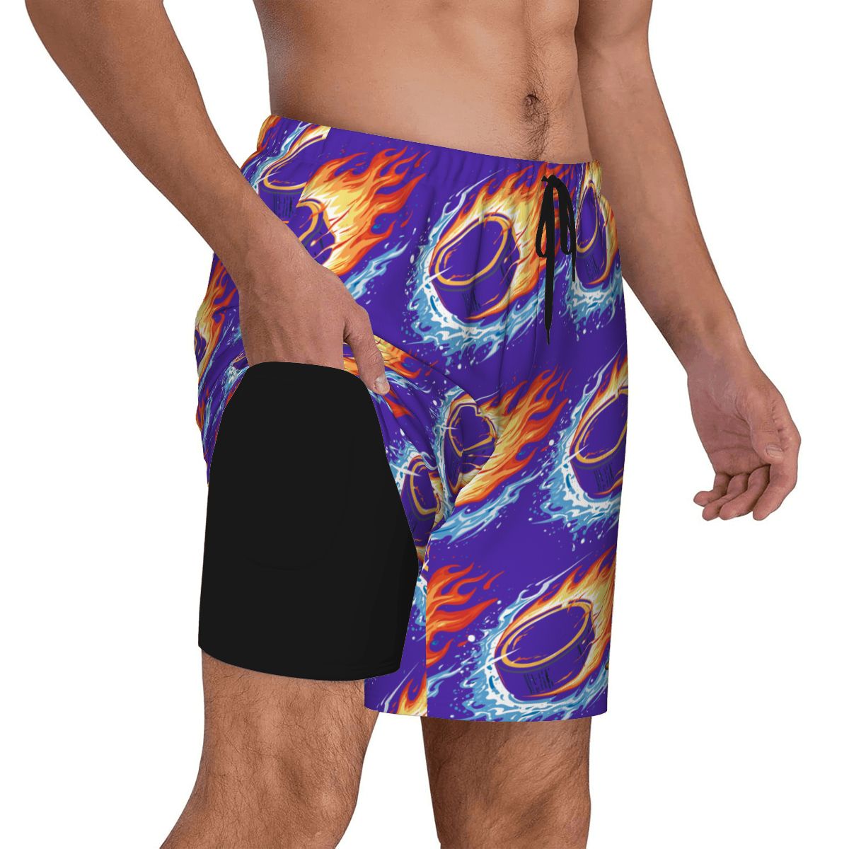 W2W Pro Mesh Hybrid Shorts - Flamin Hockey Puck Royal Purple