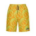Men/Teen Swim Shorts - Neon Green Basketballs Orange