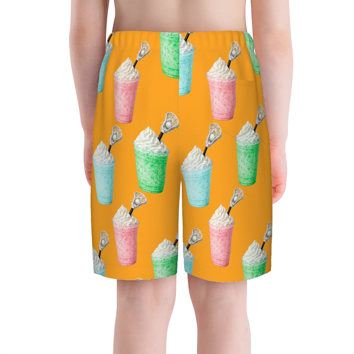 Youth Swim Shorts - Ice Cream Lacrosse Orange