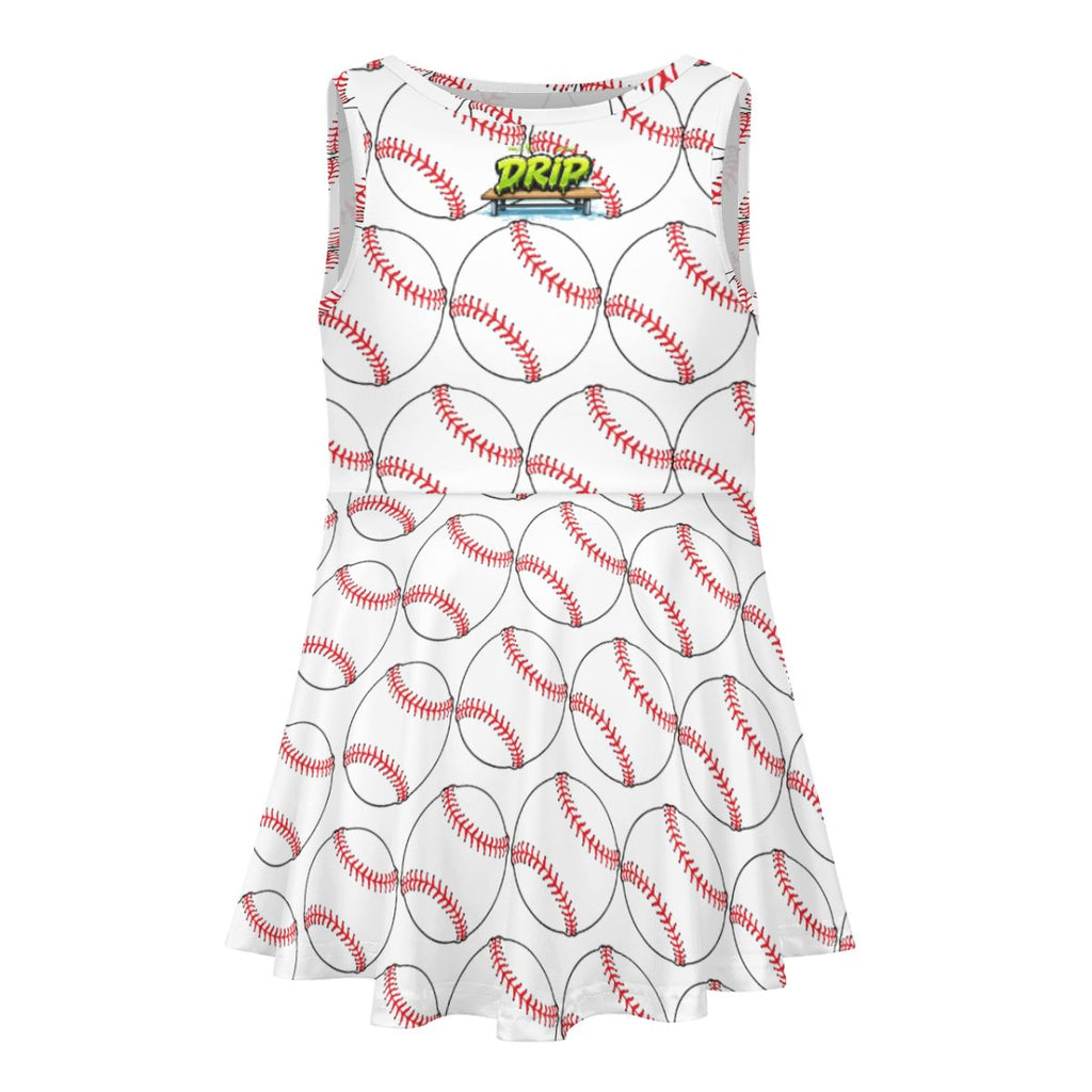 Girls Game Day Dress - Classic Baseball White