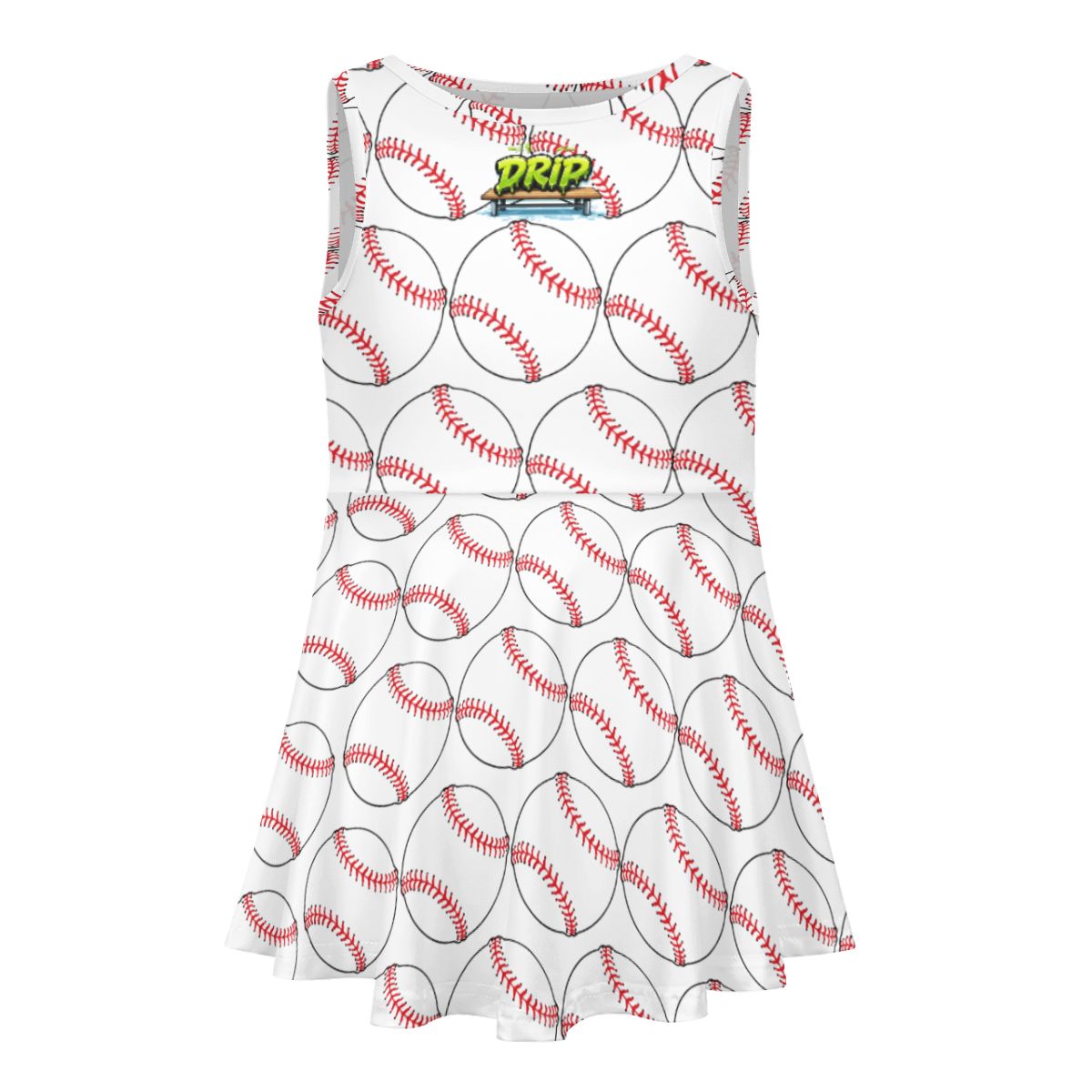 Girls Game Day Dress - Classic Baseball White