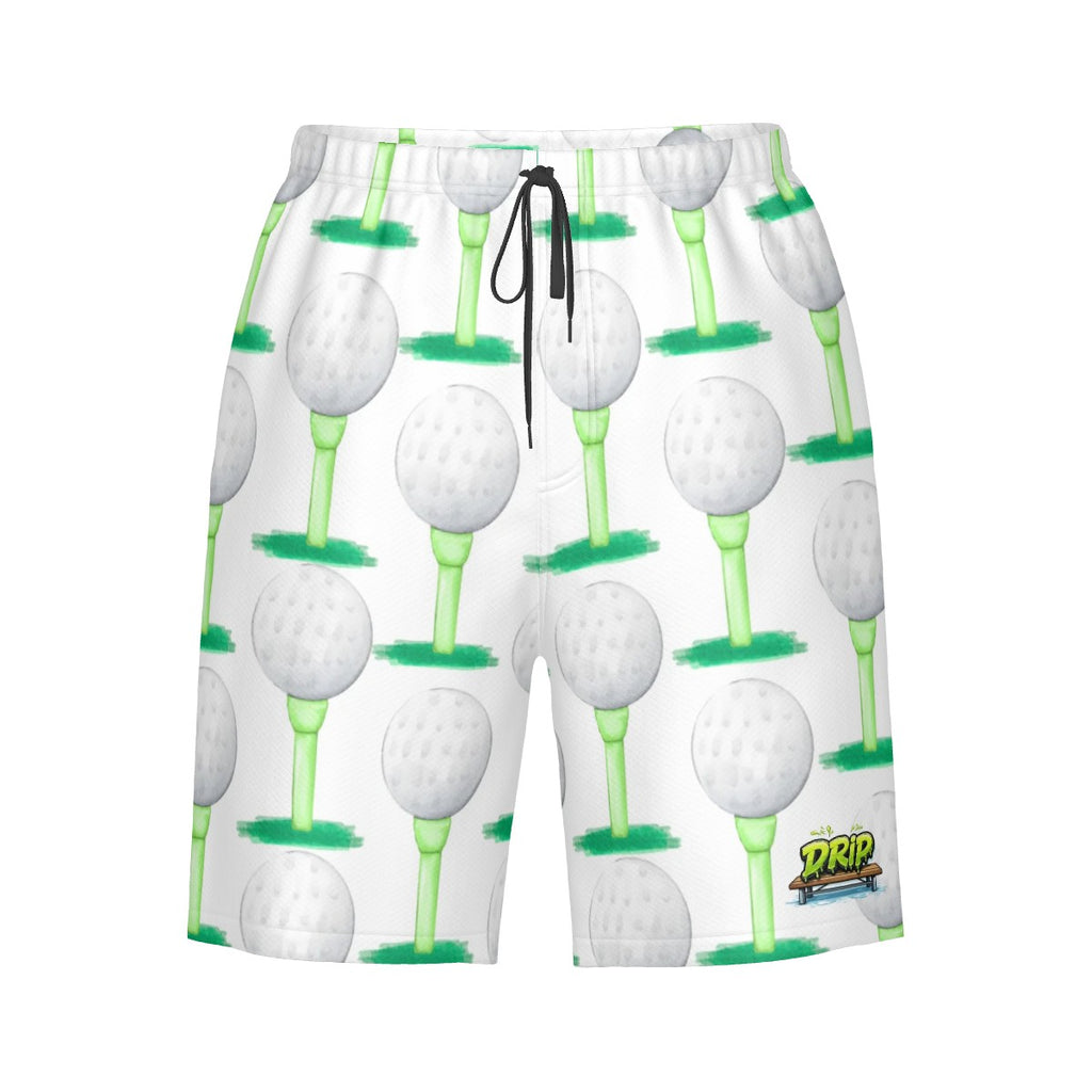 Men/Teen Swim Shorts - Golf Ball and Tee White