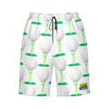 Men/Teen Swim Shorts - Golf Ball and Tee White