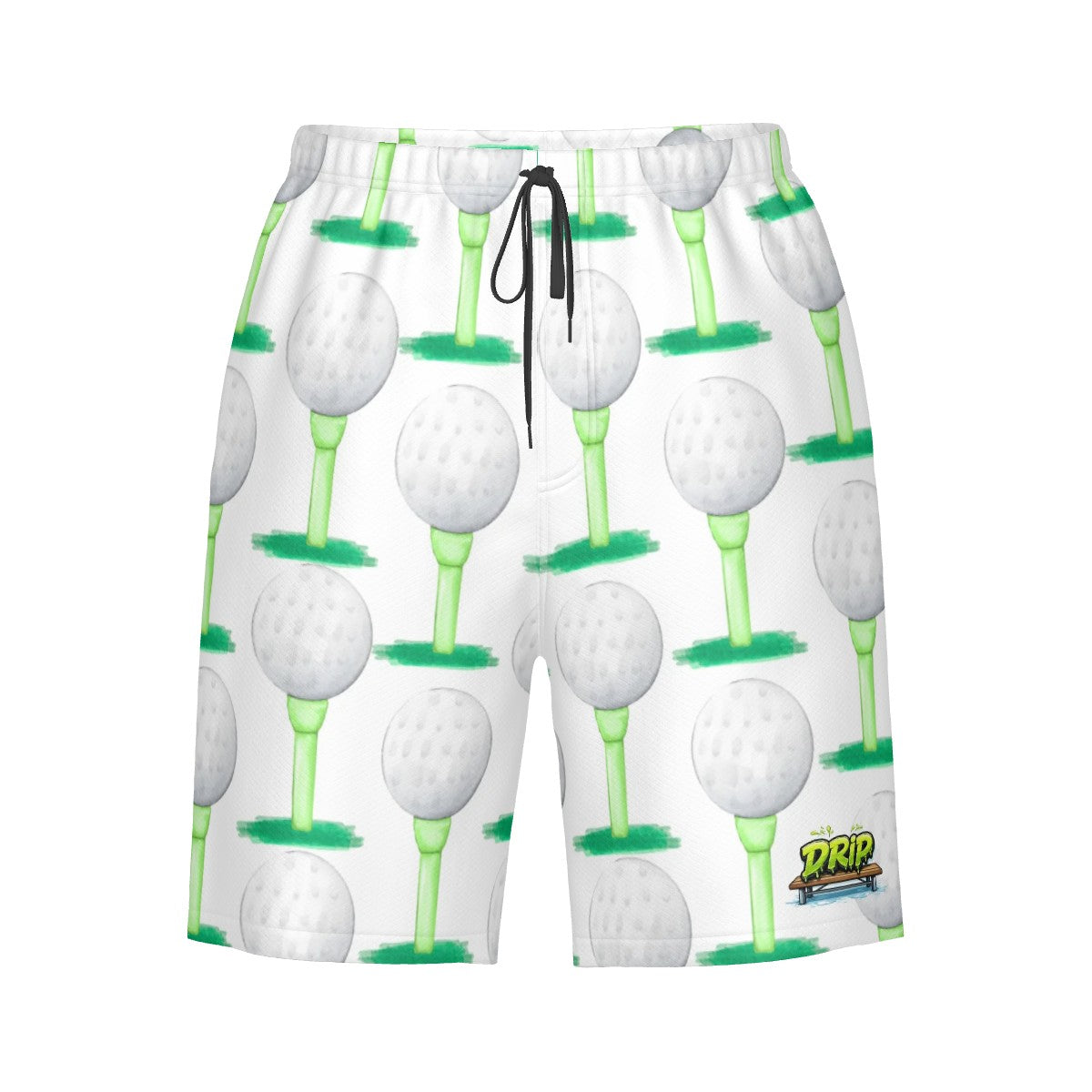 Men/Teen Swim Shorts - Golf Ball and Tee White