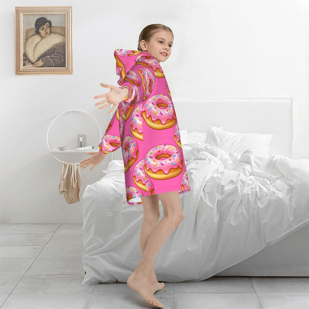 Youth Blanket Sweatshirt - Donut Drip Hot Pink
