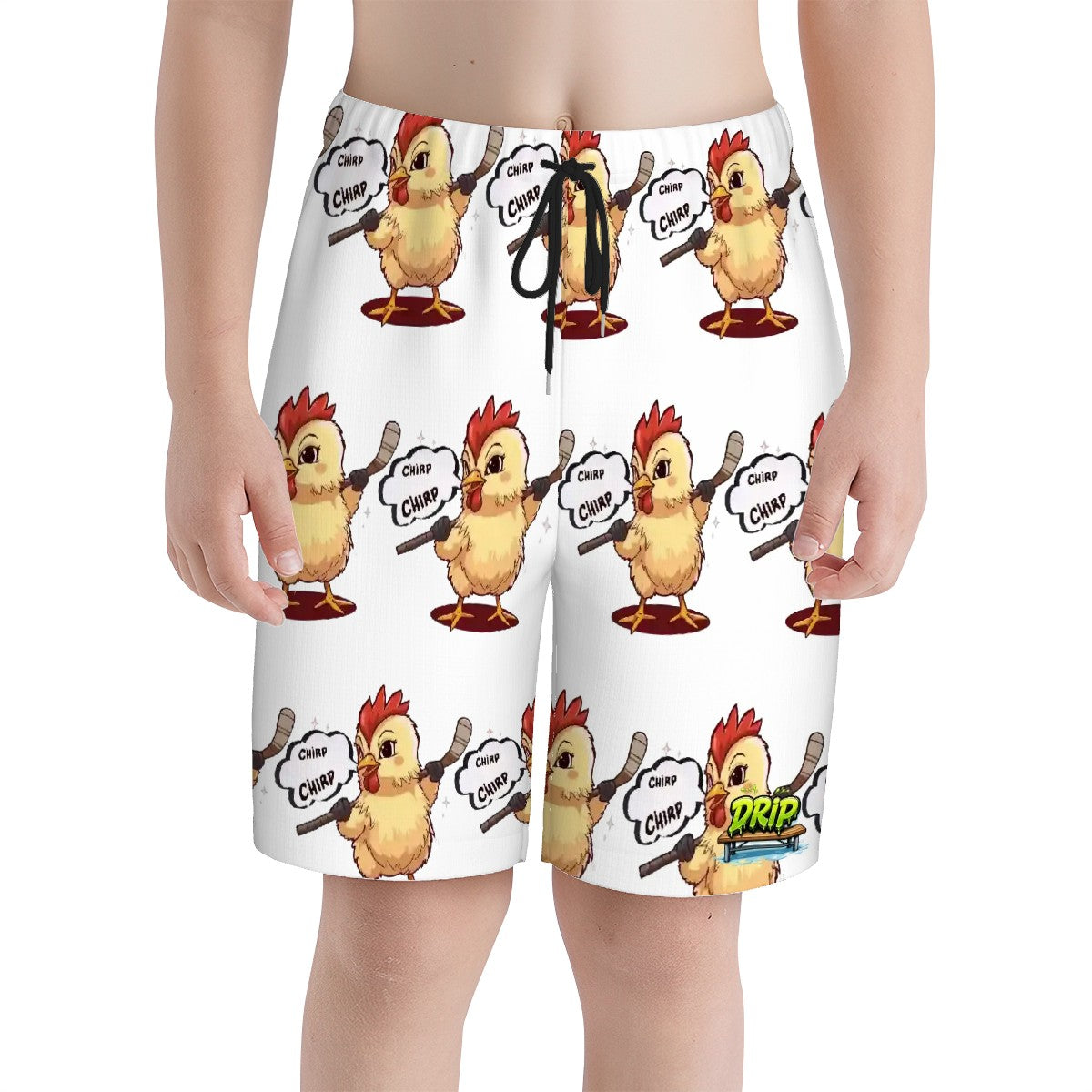 Youth Swim Shorts - Hockey Chirp Chirp White