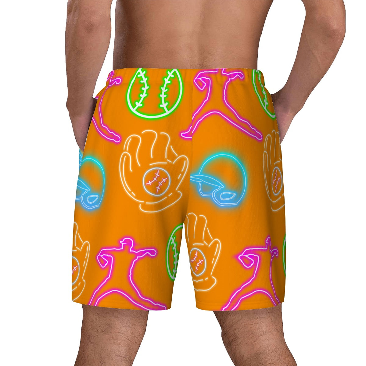 W2W Pro Mesh Hybrid Shorts - Orange Neon Lights