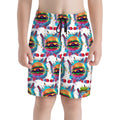 Youth Swim Shorts - Cheeseburger and Hockey Sauce White