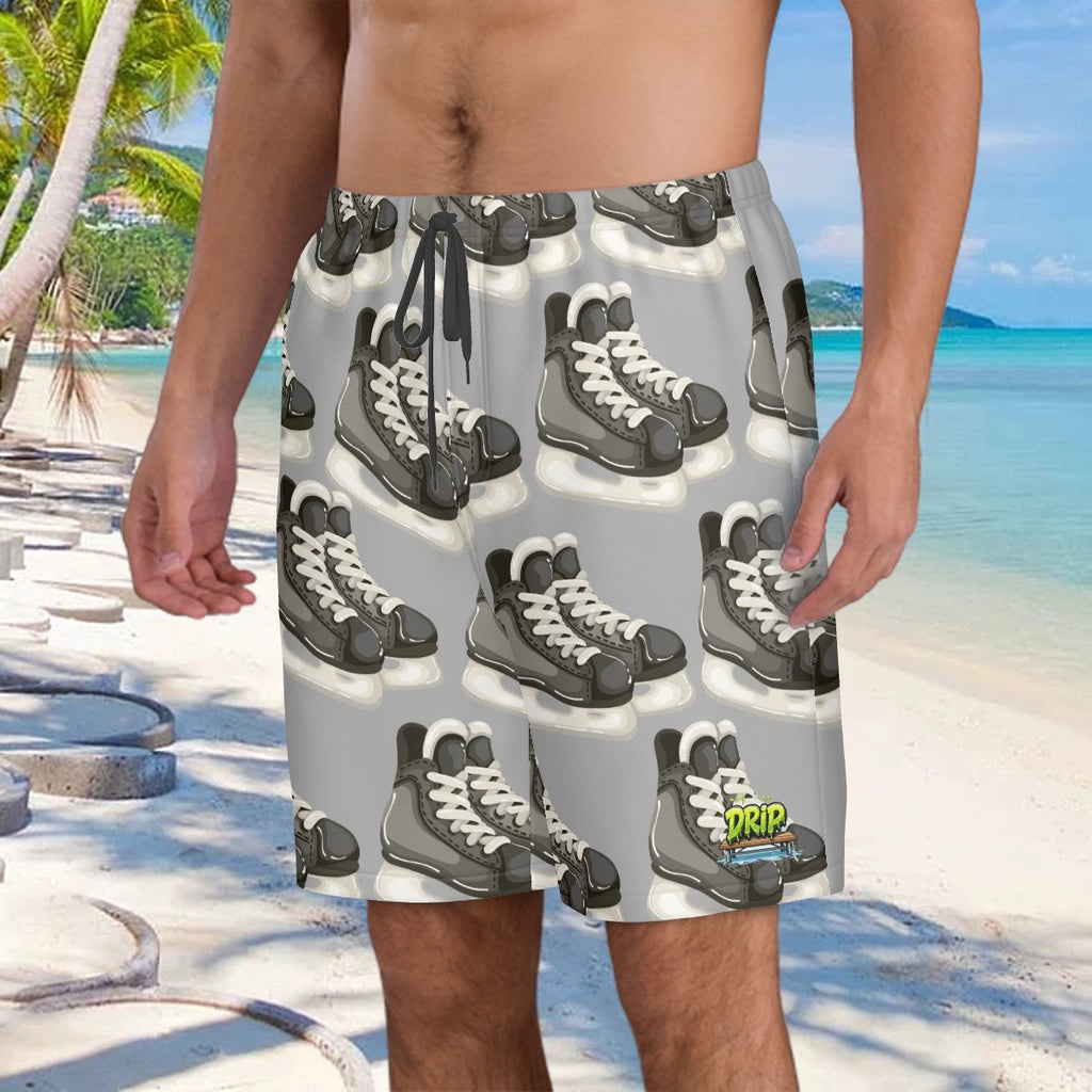 Men/Teen Swim Shorts - Hockey Skates Grey