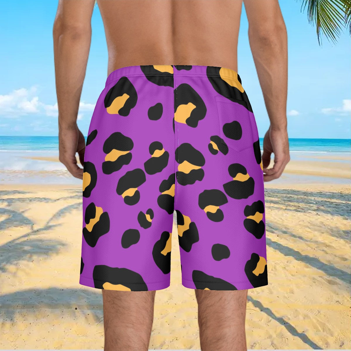 Men/Teen Swim Shorts - Drip Bench Leopard Purple