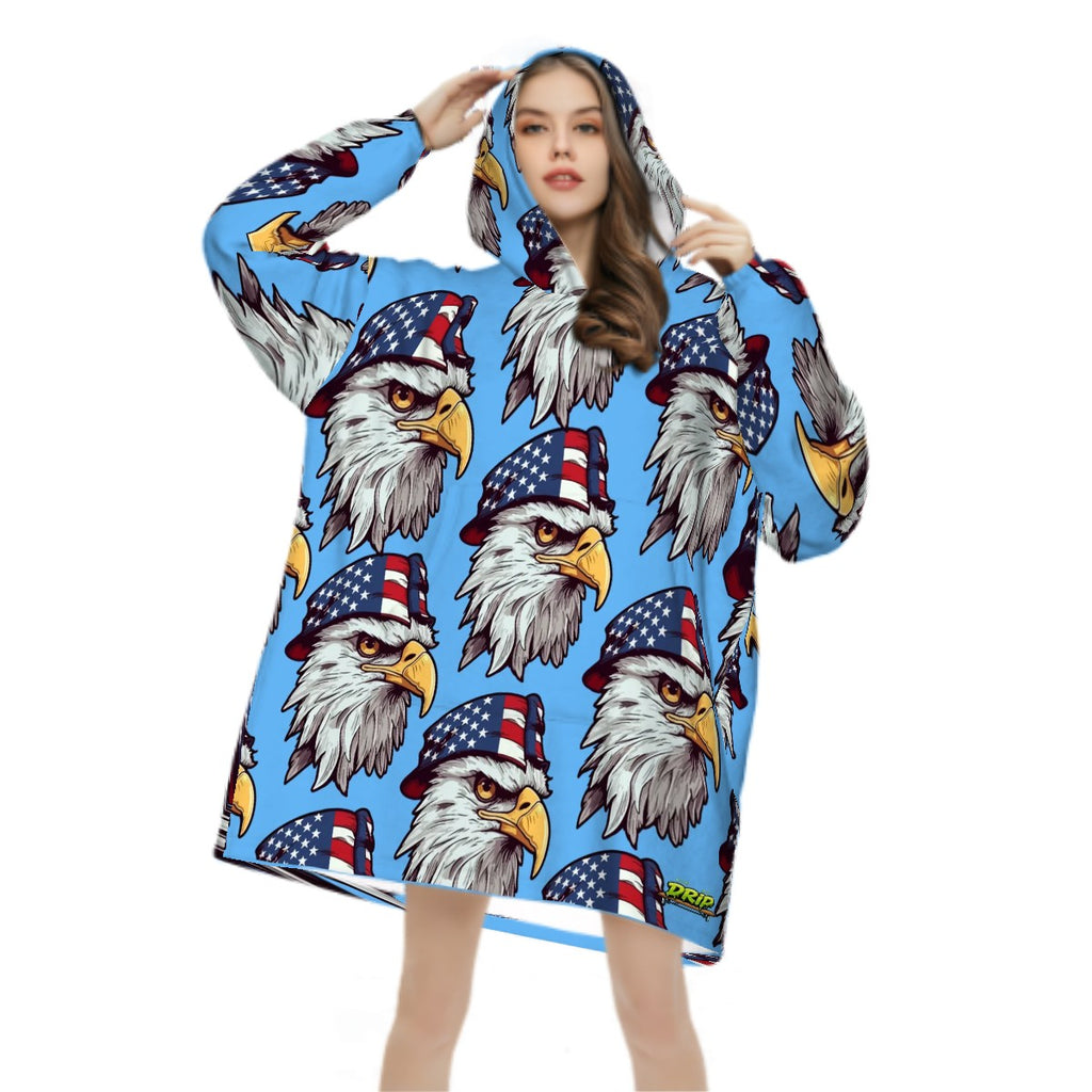 Adult Blanket Sweatshirt - Eagles Fly Sky Blue
