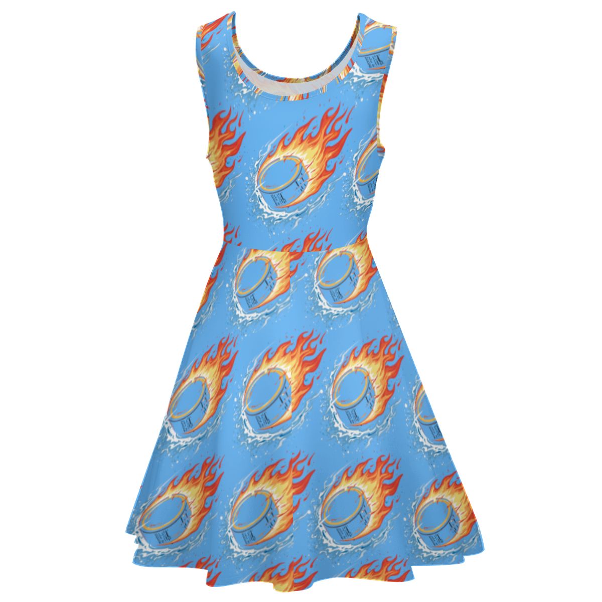 Women's Game Day Dress - Flamin Hockey Pucks Sky Blue