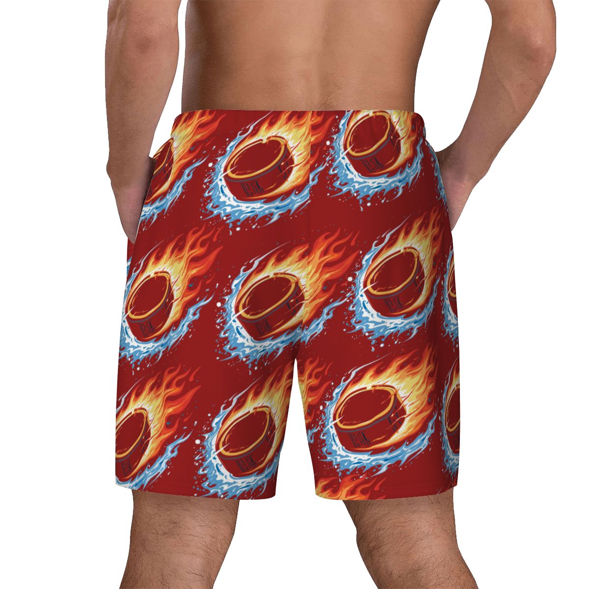 W2W Pro Mesh Hybrid Shorts - Flamin Hockey Pucks Classic Red