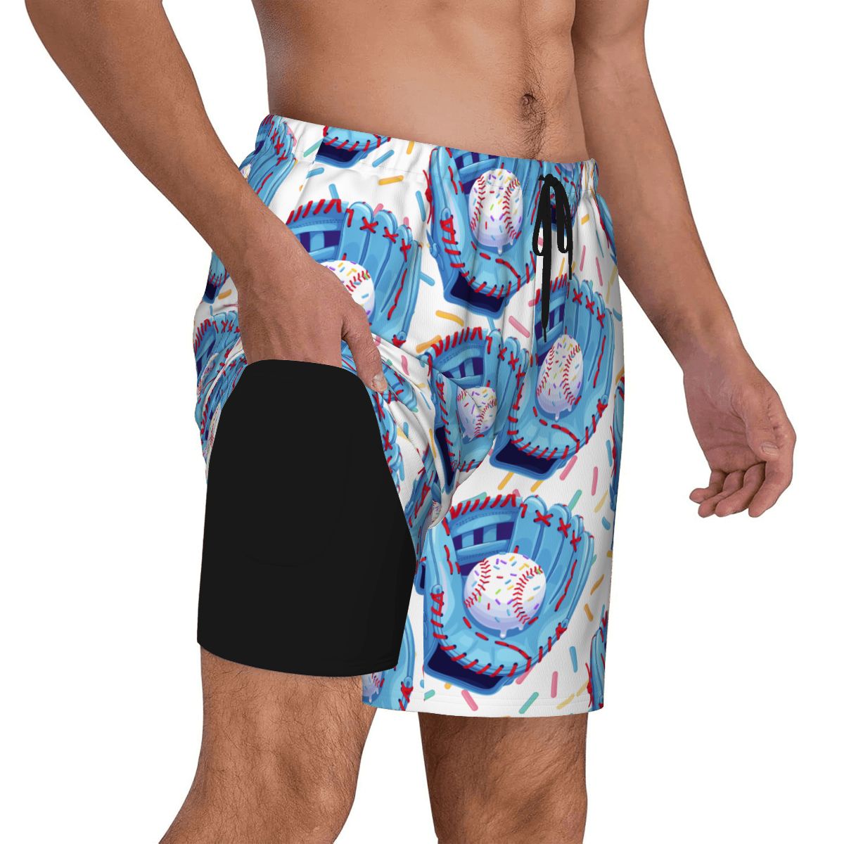 W2W Pro Mesh Hybrid Shorts - Baseball Sprinkles Drip White