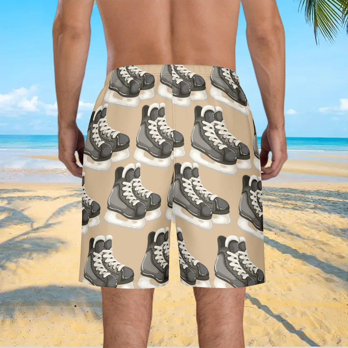 Men/Teen Swim Shorts - Hockey Skates Beige
