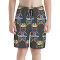Youth Swim Shorts - Lacrosse Rainbow Drip Charcoal