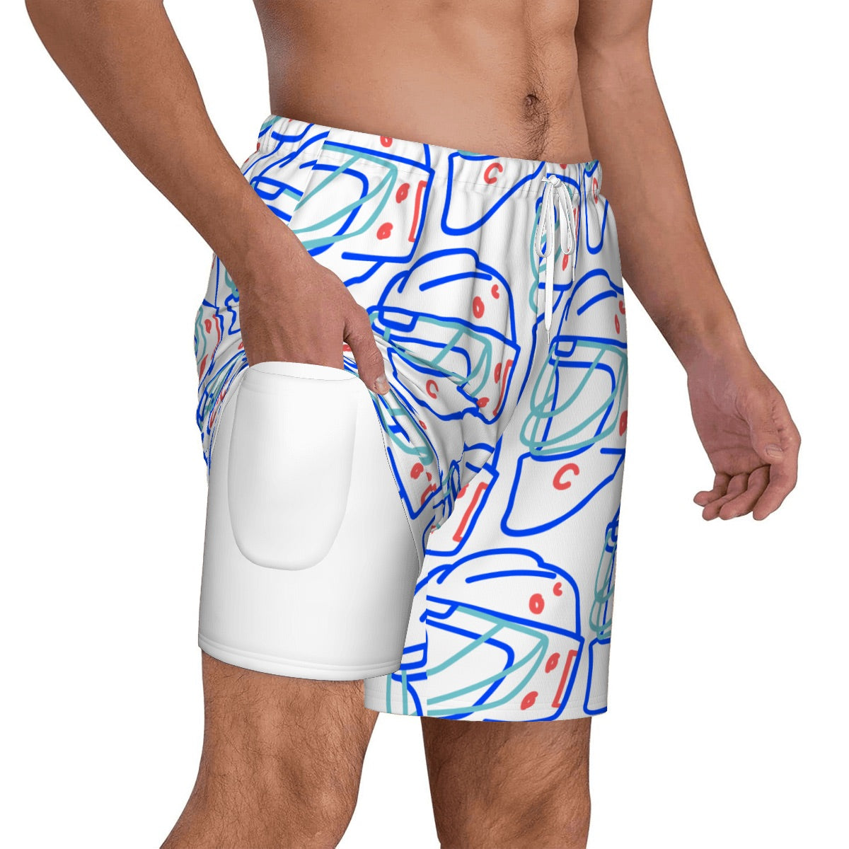 W2W Pro Mesh Hybrid Shorts - Goalie Helmet Sketch White