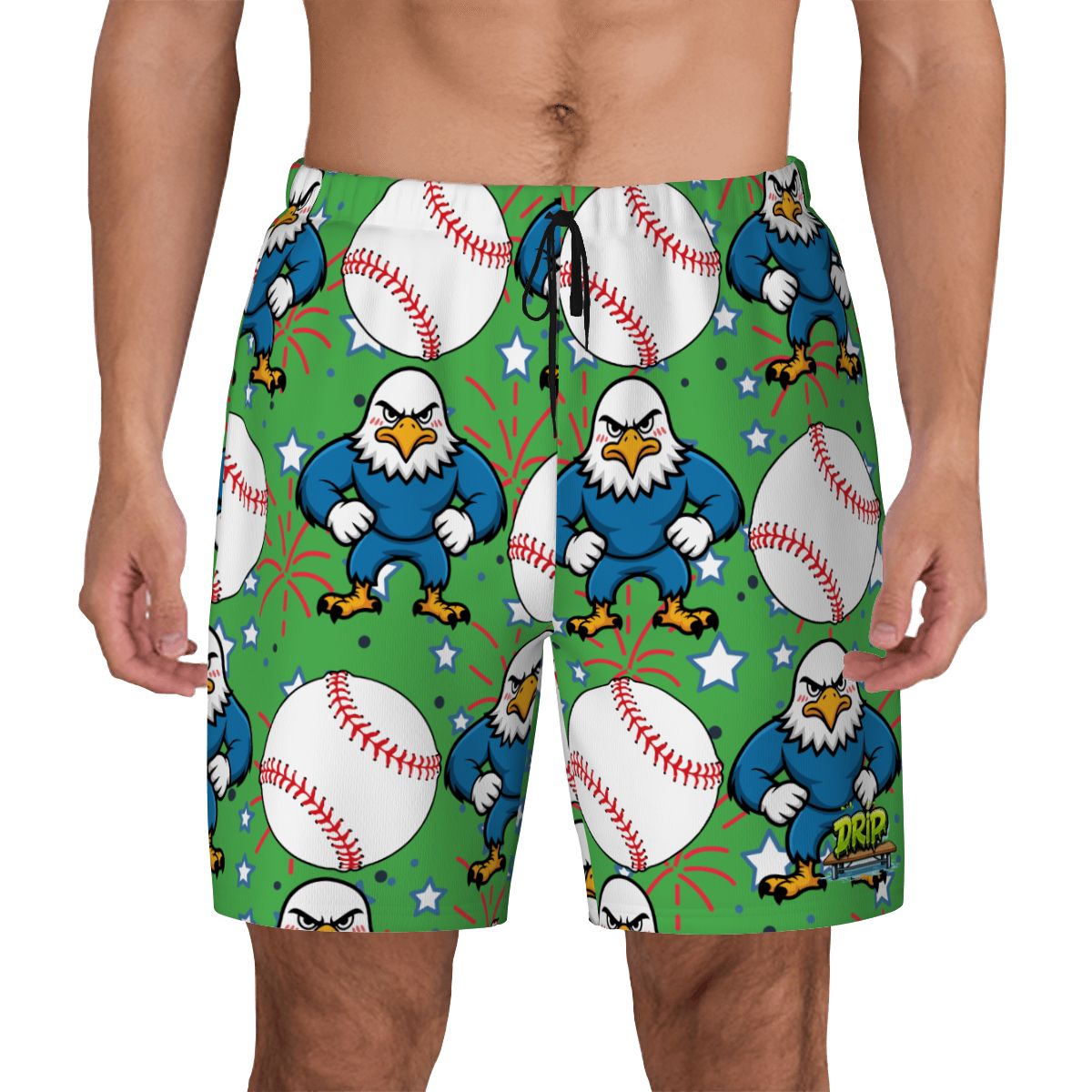 W2W Pro Mesh Hybrid Shorts - Stars and Strikes Green