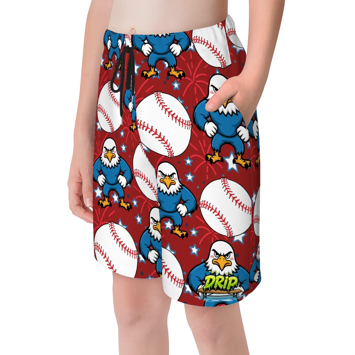 Youth Swim Shorts - Stars and Strikes Classic Red