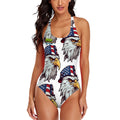 Cross-Back One Piece Swimsuit Women - Eagles Fly White