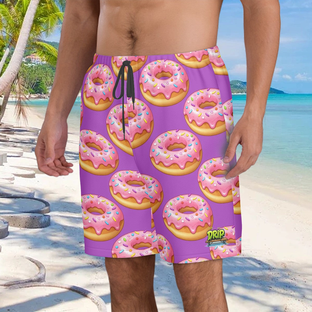 Men/Teen Swim Shorts - Donut Drip Purple
