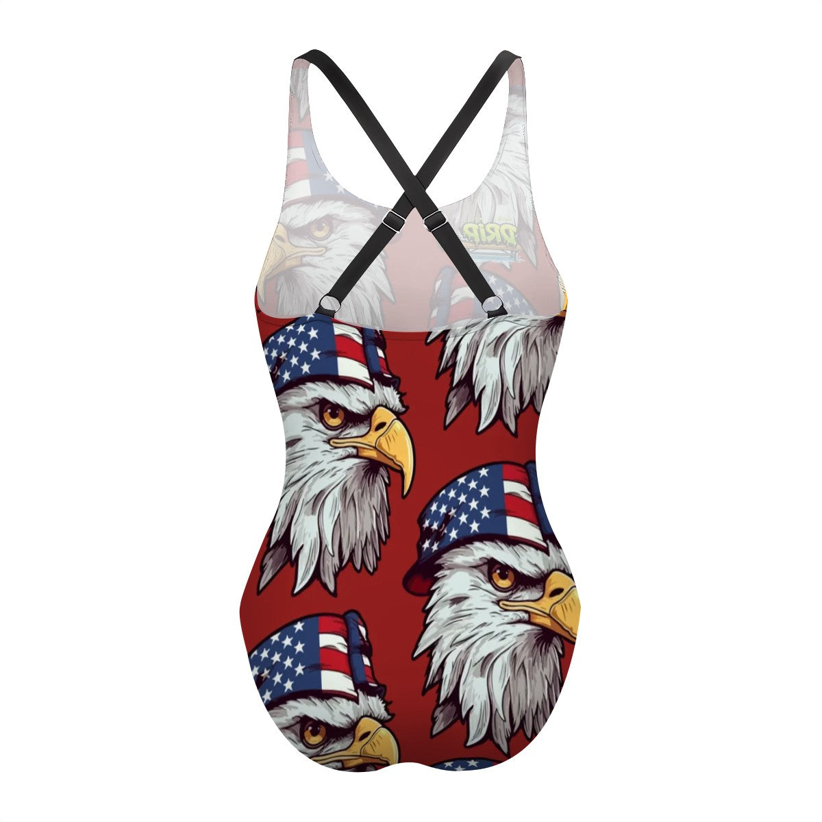 Cross-Back One Piece Swimsuit Women - Eagles Fly Classic Red