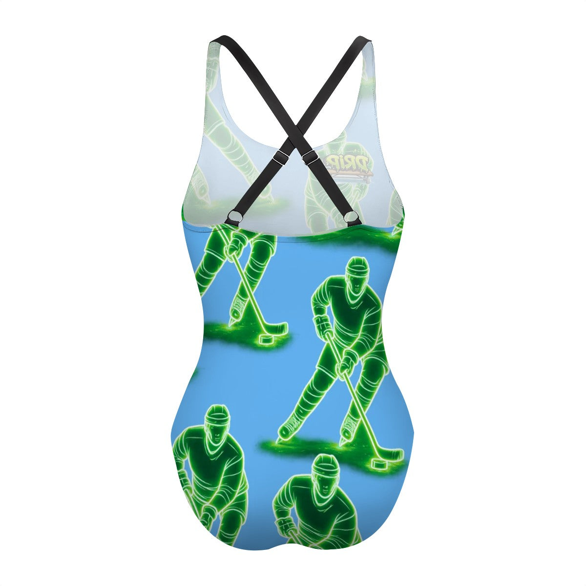 Cross-Back One Piece Swimsuit Women - Hockey Guys Blue