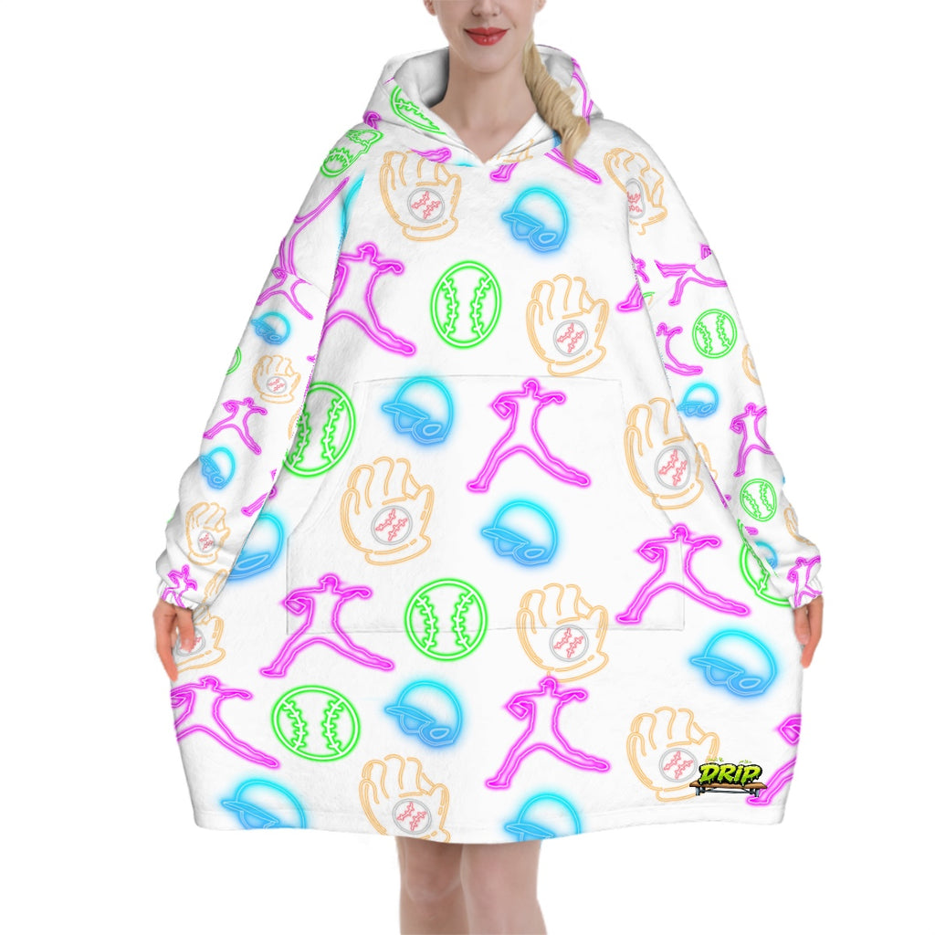 Adult Blanket Sweatshirt - White Neon Lights