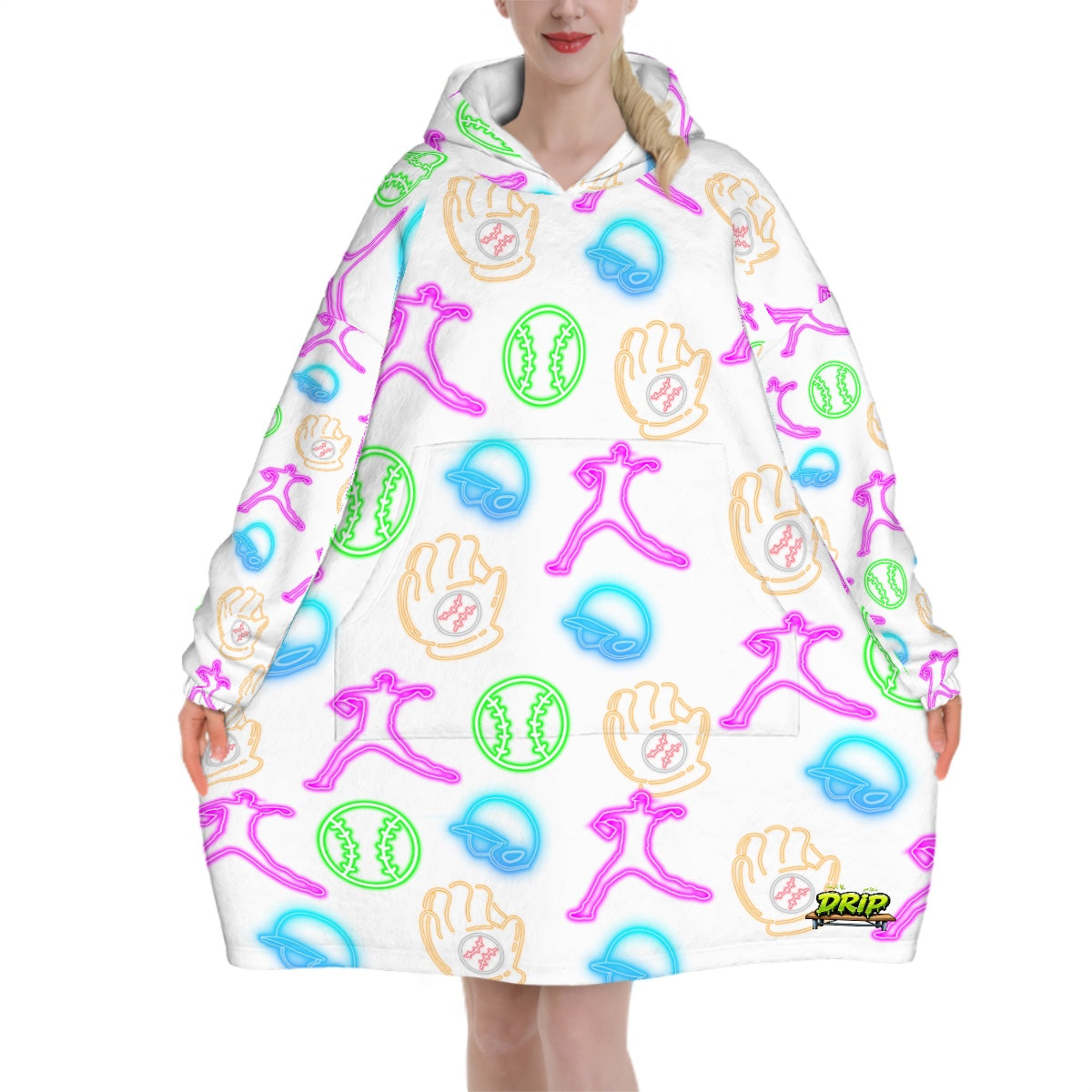 Adult Blanket Sweatshirt - White Neon Lights