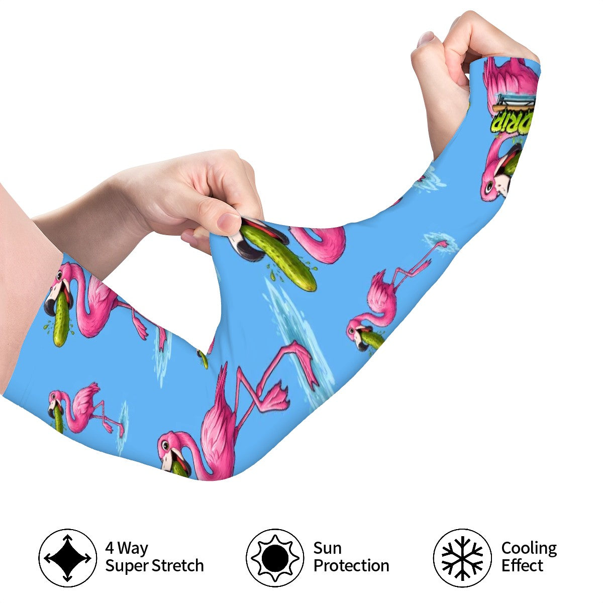 Drip Bench Performance Arm Sleeves - Pickle Flamingo Sky Blue