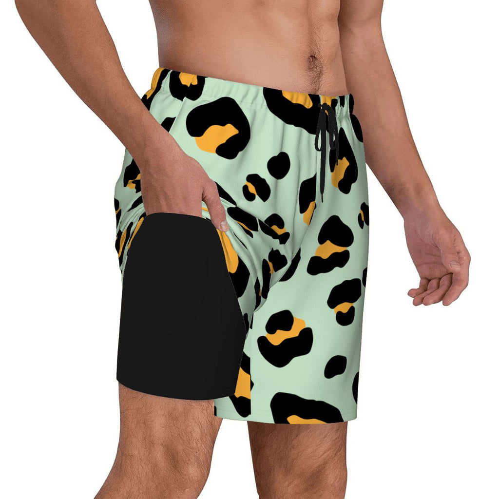 W2W Pro Mesh Hybrid Shorts - Drip Bench Leopard Light Green