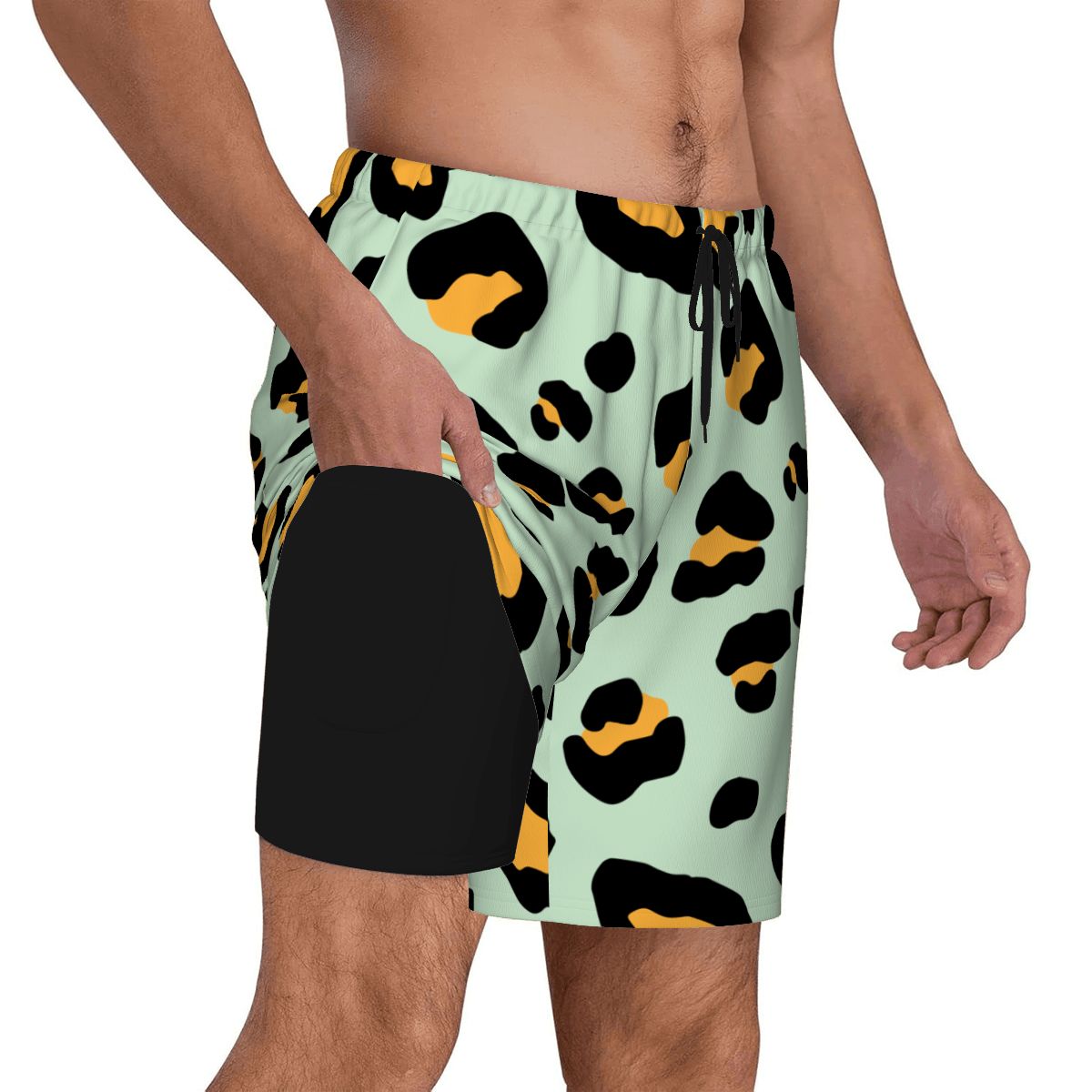 W2W Pro Mesh Hybrid Shorts - Drip Bench Leopard Light Green