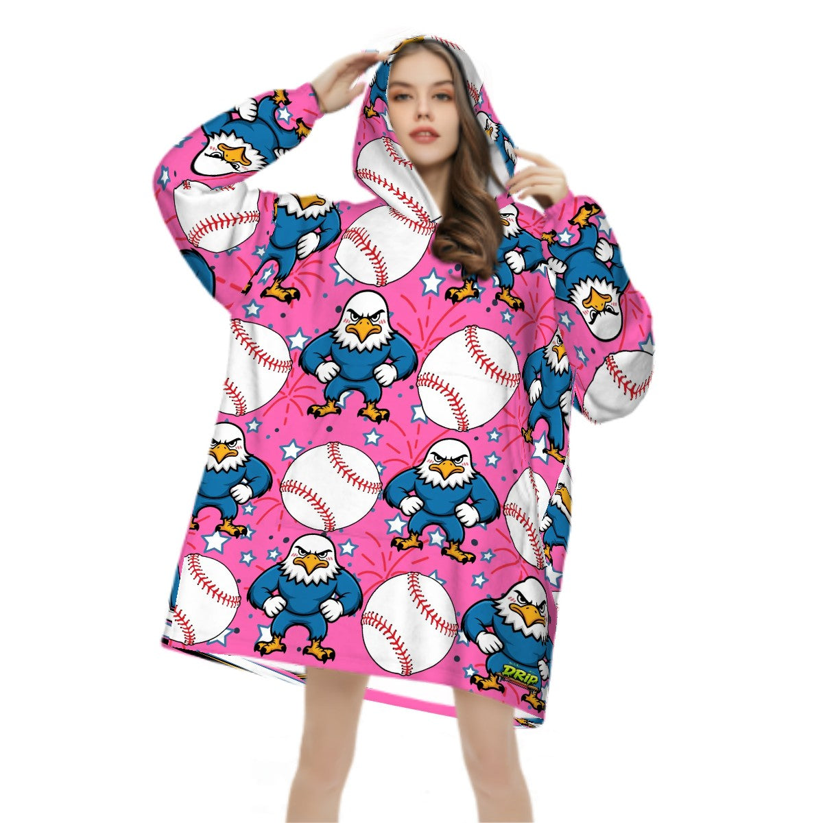 Adult Blanket Sweatshirt - Stars and Strikes Hot Pink