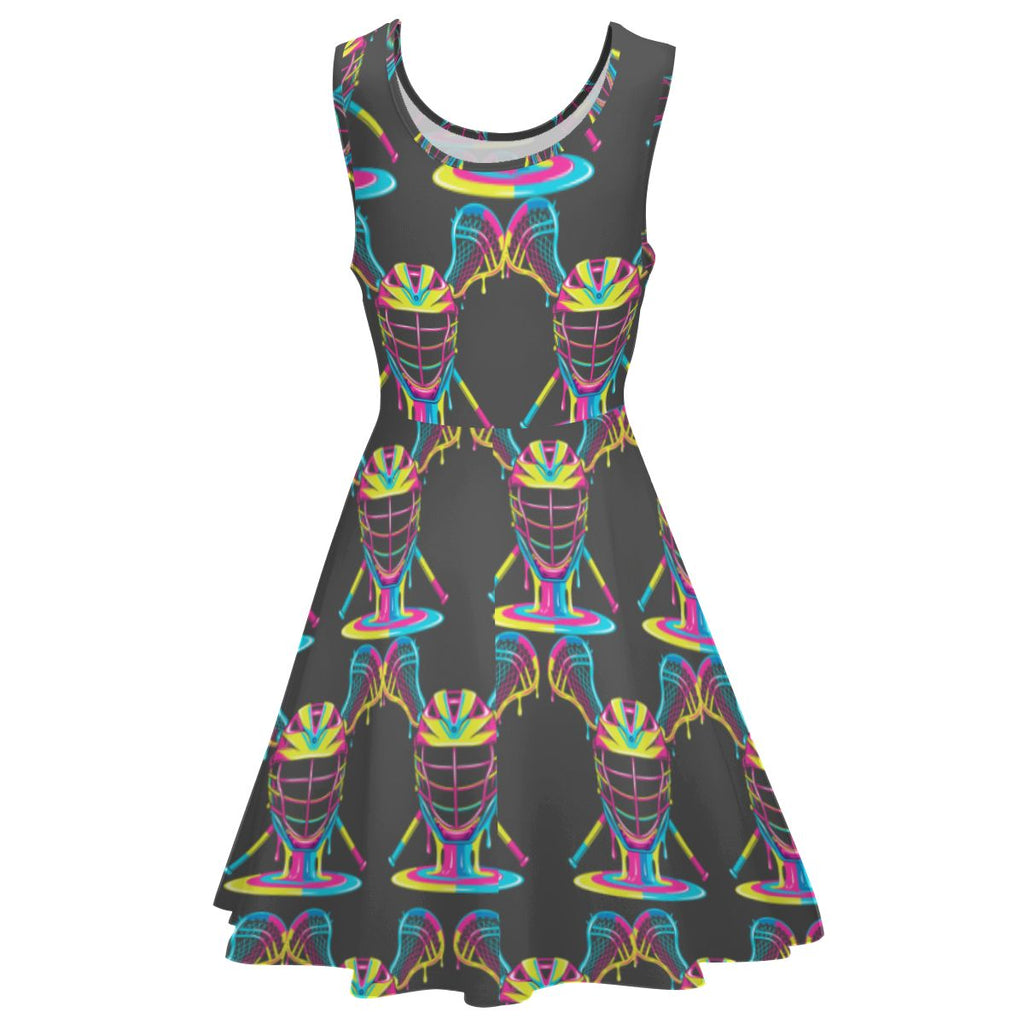 Women's Game Day Dress - Lacrosse Rainbow Drip Charcoal