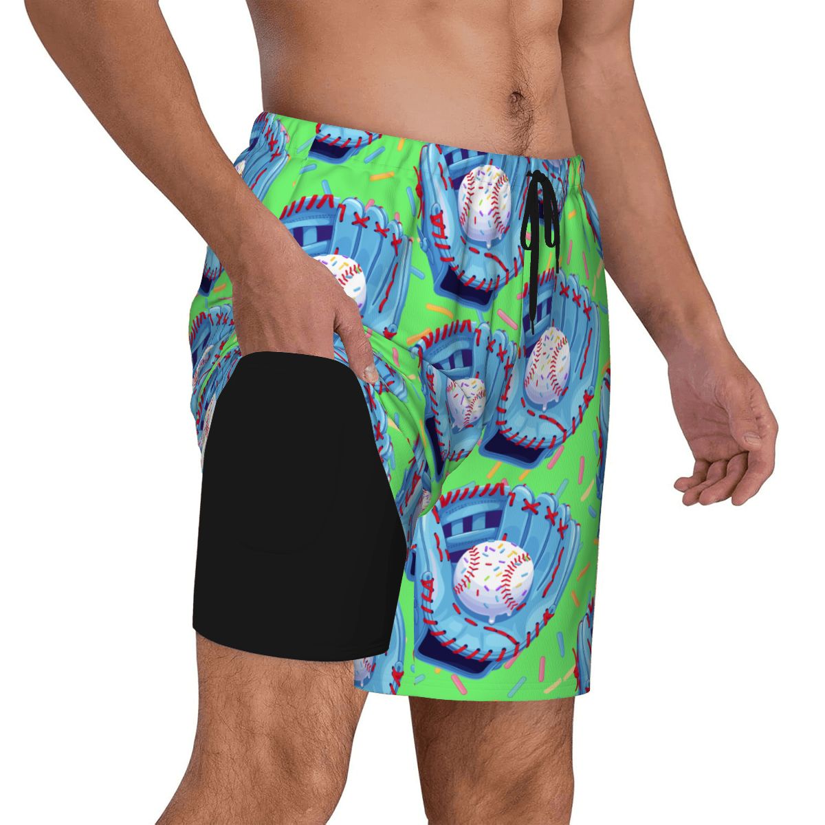 W2W Pro Mesh Hybrid Shorts - Baseball Sprinkles Drip Hot Green